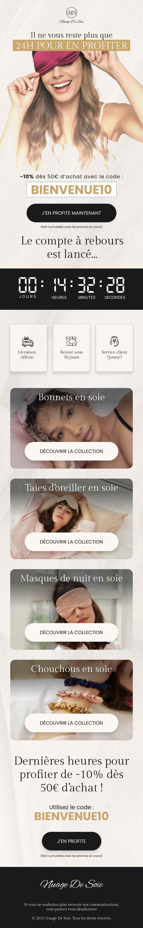 Exemple d'email de bienvenue e-commerce réalisé par Spicy Agency