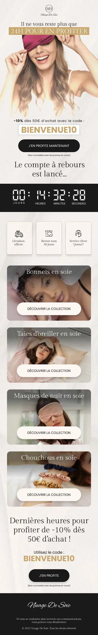 Exemple d'email de bienvenue e-commerce réalisé par Spicy Agency